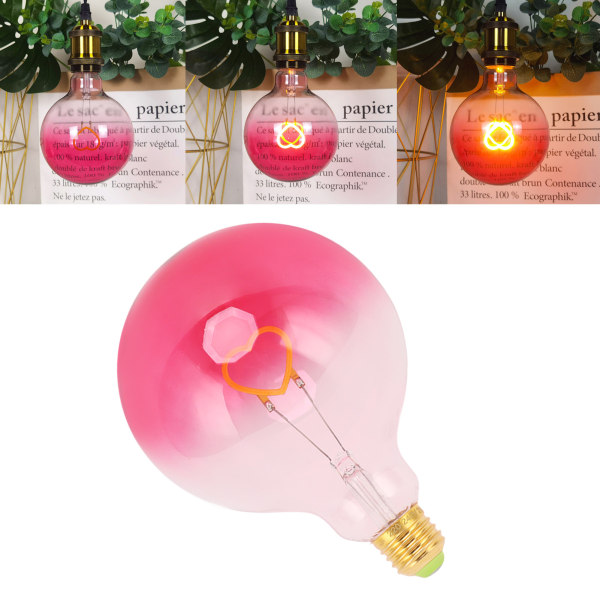 LED-dekorativa glödlampor Professionell dimbar E27-skruvfot Ambient Night Light Bulb Gradient Rosa 220‑240V