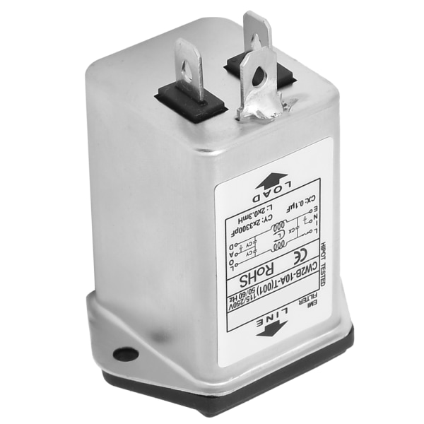 CW2B-10A T (001) EMI Power Filter med säkringsuttag 2-in 1 Single Safety 125/250v