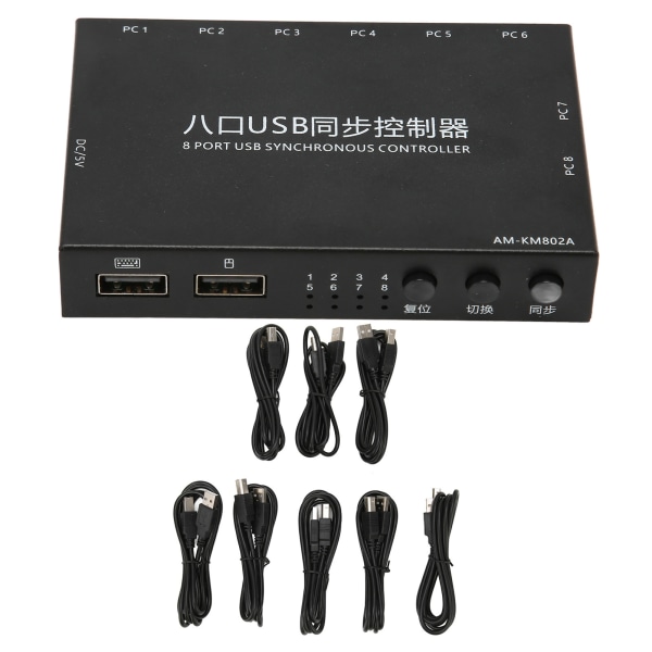 USB KVM-switch 8 portar USB2.0 Full Speed ​​Plug and Play- case USB synkroniserare för tangentbordsmusdator