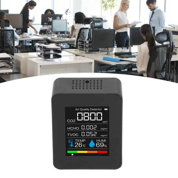 CO2-detektor Bärbar temperatur-fuktighet Luftkvalitetsmätare med Bluetooth funktion för kontorshem