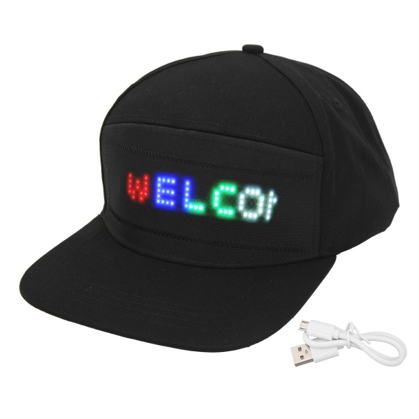 LED Cap Programmerbar Bluetooth APP Kontroll Redigerbar Färgglad LED-hatt för utomhuskonsert Carnival Svart