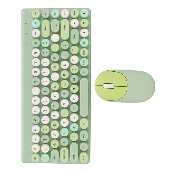 Trådlös tangentbordsmus Combo 2,4 GHz trådlös mus 86 tangenter Färgglada set med USB mottagare Grön