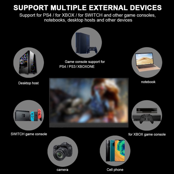 17,3 tum bärbar datorskärm IPS delad skärm 1080P högupplöst stöd för HDMI/PS3/för XBOX/PS4