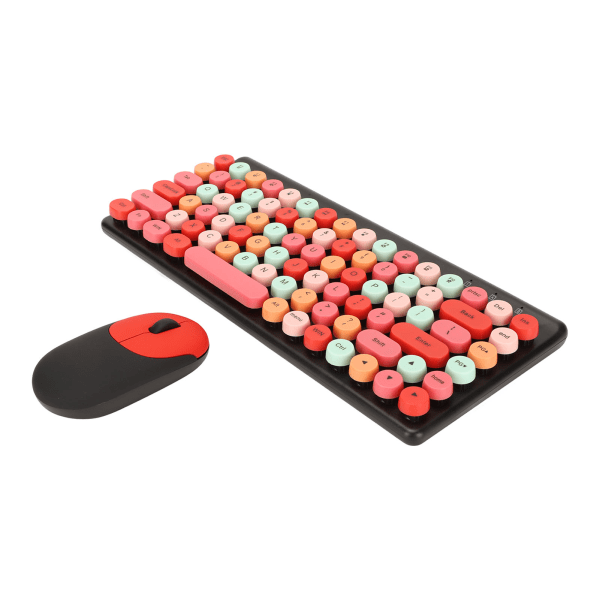 Trådlöst tangentbord Mus Combo 2,4 GHz trådlös mus 86 tangenter Färgglada set med USB mottagare Svart