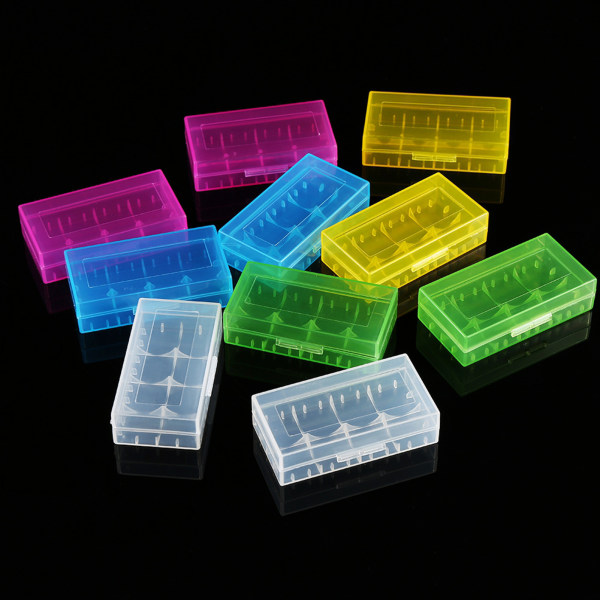5 färger multifunktionell genomskinlig plasthållare förvaringsbox för 18650 18350 batteri 10 st