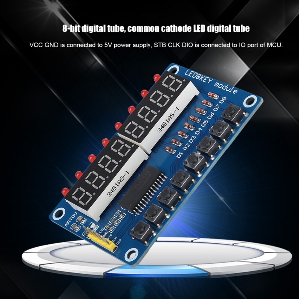 Ny 8-bitars digital LED-nyckel Digital Tube TM1638 Display Modul för Arduino AVR Authentic