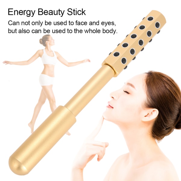 Germanium Partiklar Ansikte Anti Wrinkle Energy Beauty Stick Fatigue Relief Massager Guld