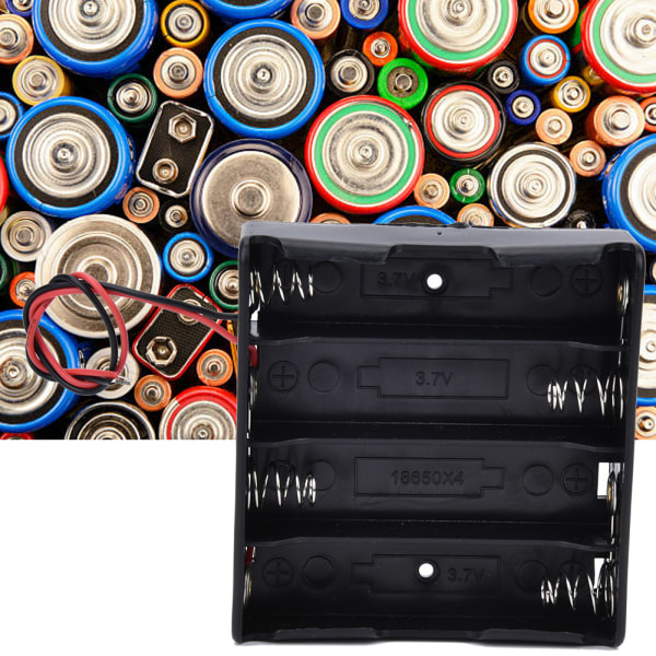 Case i plast Passar för 18650 3,7V case med sladd (4 batterier)