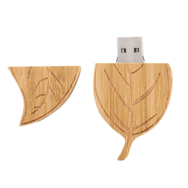 Wooden Leaf Flash Drives Lagring USB 2.0 U Disk Memory Stick för PC Kompatibel USB1.1(32G)