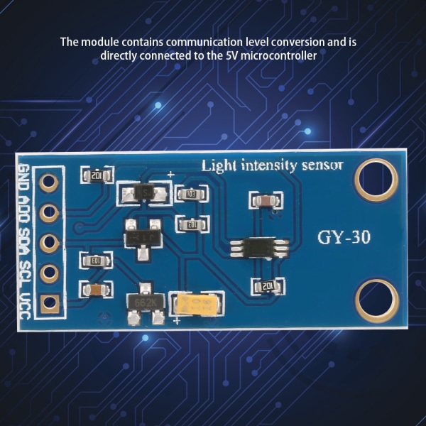 Inbyggd omvandlare digital ljusintensitetssensormodul med BH1750FVI Chip 3-5V