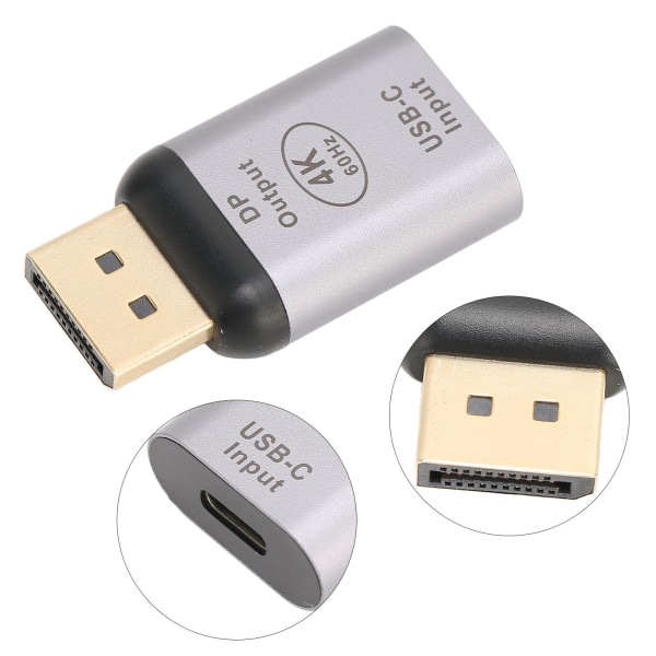 USB C till DisplayPort-adapter 4K 60Hz Plug and Play Kompakt bärbar DisplayPort-adapter för Win för Android för OS X