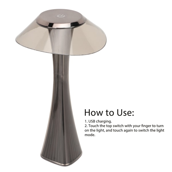 LED Bordslampa USB Laddning Nattljus 3 Ljusläge med peksensor för Hemrum Smoky Grey