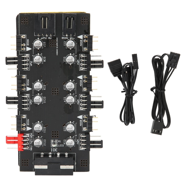 6 Way Splitter Hub 4PIN PWM Hastighetsreglering 3PIN ARGB Light Control Expansion BoardIDE Interface