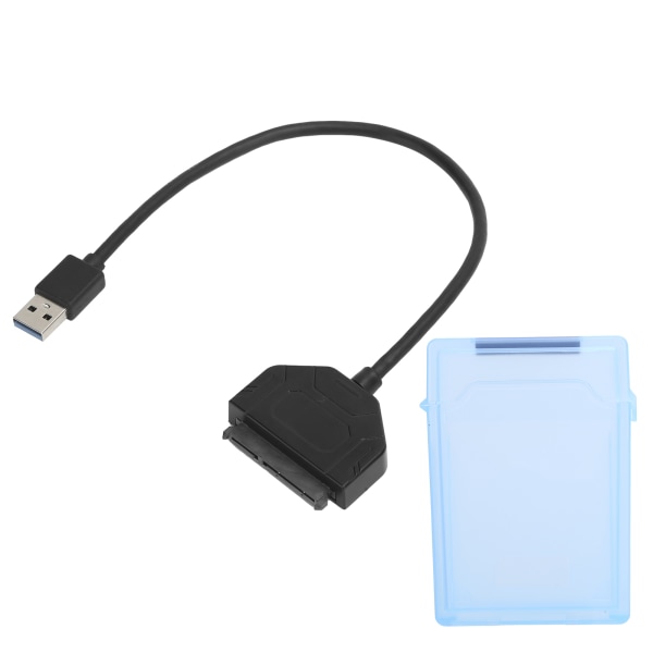 2.5in SATA USB 3.0 Adapter SSD HDD Hårddiskkabel Datortillbehör Skyddsbox (blå)