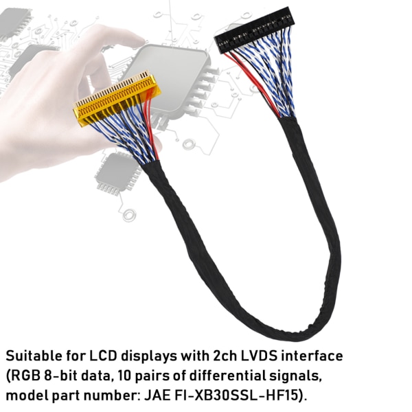 5PCS 30Pin LVDS-kabel 2-kanals 8-bitars stöd 1280x1024 fpr 17/19 tum TFT LCD-panel