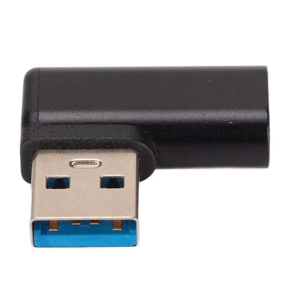 90 graders USB 3.0 till typ C-adapter 3A 10GBPS USB vänstervinkeladapter för mobiltelefoner, surfplattor, hårddiskar, svart