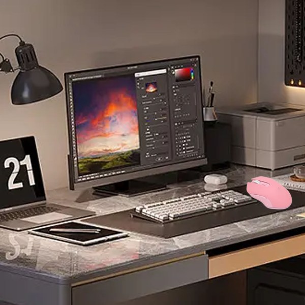 USB C mus typ C trådbunden spelmus 7 LED-bakgrundsbelysning 4 justerbara DPI 6 knappar för kontorshemdator Laptop Desktop Pink