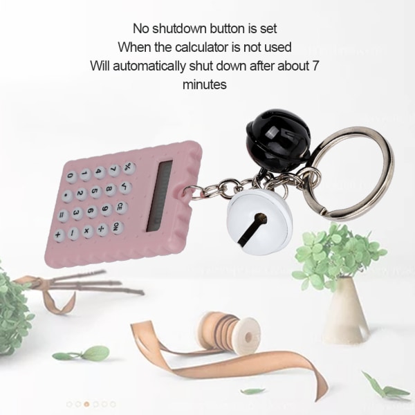 Söt Bell Cookie Style 8-siffrig elektronisk bärbar miniräknare Nyckelring Candy Color (lila)