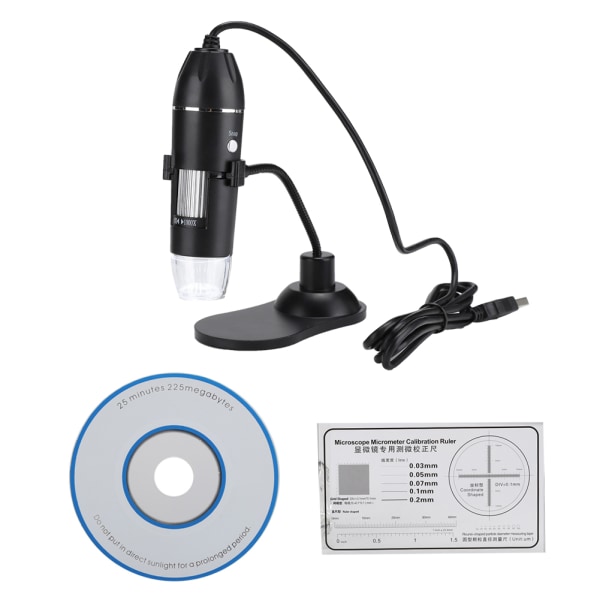 Bärbart digitalt USB -mikroskop med 1000X fäste med inbyggda 8 LED-påfyllningslampor för Windows / MAC