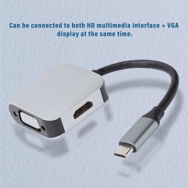 Typ-C till HDMI-kompatibel + 1080P VGA USB Hub Dockningsstation Adapter Plug and Play