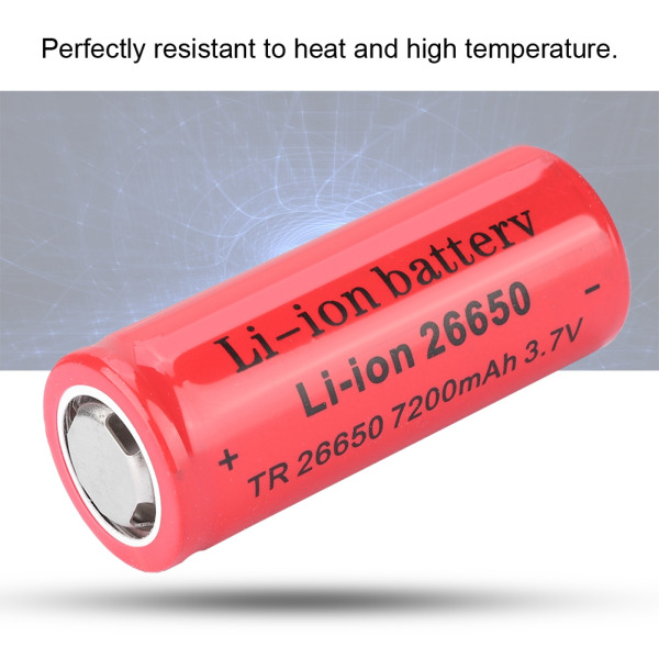 26650 7200mAh 3,7V uppladdningsbart batteri Ministorlek Bärbar Stor kapacitet Röd