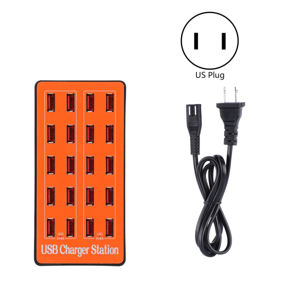 USB laddningsstation 20-portars power Snabb smart laddare för flera enheter 100-240VUS-kontakt