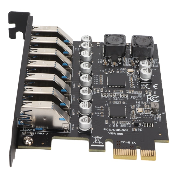 7-portars PCIE-expansionskort 7-portar USB 3.2 GEN1 5 Gbps Höghastighetsöverföring Stabil power USB 3.2 GEN1 frontexpansionskort