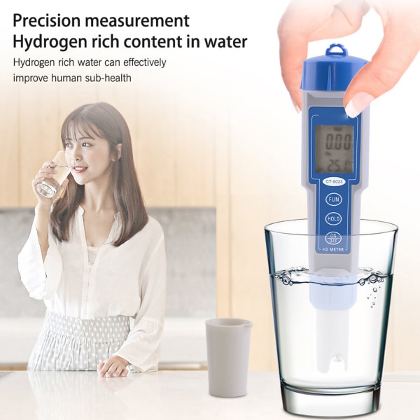 Vattenkvalitetsmätare med hög noggrannhet temperaturvätgasmätare med LED-display för dricksvattenakvarium