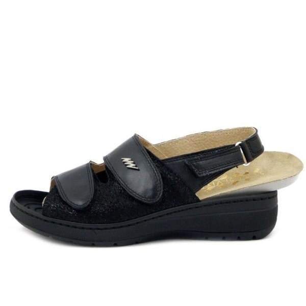 Svarta ortopediska sandaler i läder – STILEDIVITA – Uttagbar innersula – Dam