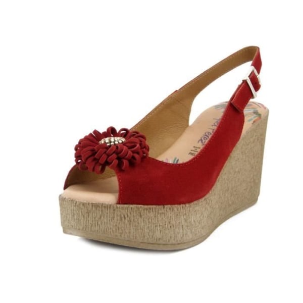 RAQUEL PEREZ, sandal, damsko, röd mocka, 8 cm kilklack