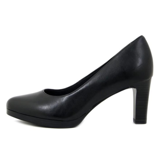 Tamaris pump för kvinnor i svart läder - 7cm klack och 1cm plattform