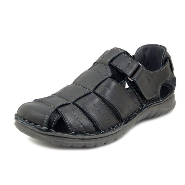 Svarta lädersandaler för män – WALK IN THE CITY – Bekväm – Lätt och flexibel