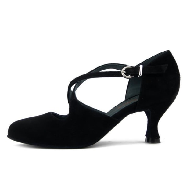 Danssko för kvinnor - ROSSO LATINO - Charleston - Mjuk svart mocka - 6 cm klack