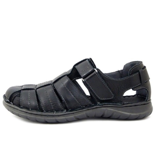 Svarta lädersandaler för män – WALK IN THE CITY – Bekväm – Lätt och flexibel