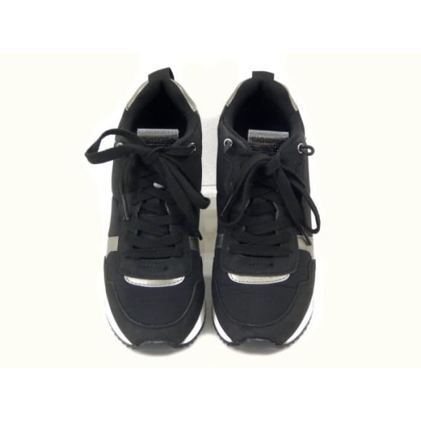 Sneakers för kvinnor - GIOSEPPO - Imiterat läder och svarta textilier - Spetsar - Invändig klack