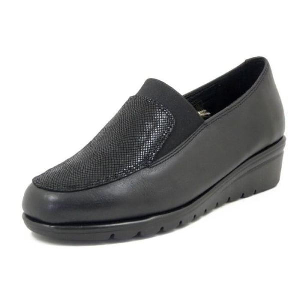 Damsko - Cinzia Soft - Mjukt svart läder - 3,5 cm kilklack - Absolut komfort