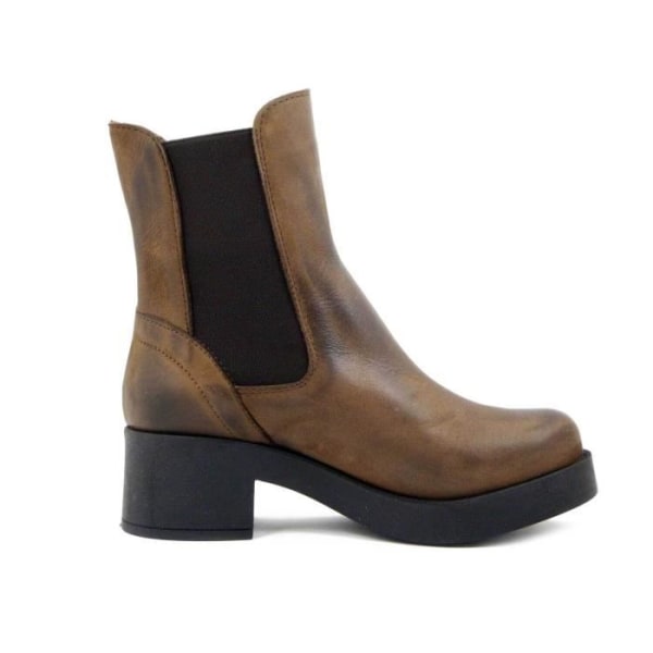 Elastiskt brunt läderkänga för kvinnor - Osvaldo Pericoli - 5 cm häl - Bekväm