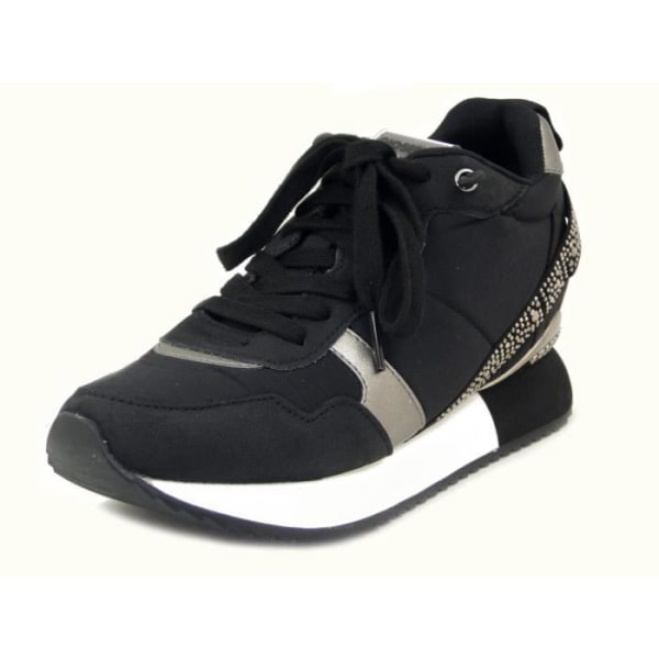 Sneakers för kvinnor - GIOSEPPO - Imiterat läder och svarta textilier - Spetsar - Invändig klack