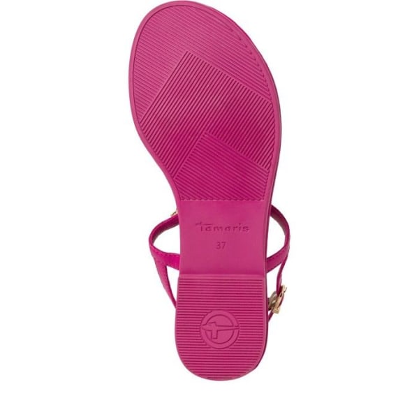 Flip Flops för kvinnor - TAMARIS - Fuchsia läder - 1 cm platt klack - Smycken