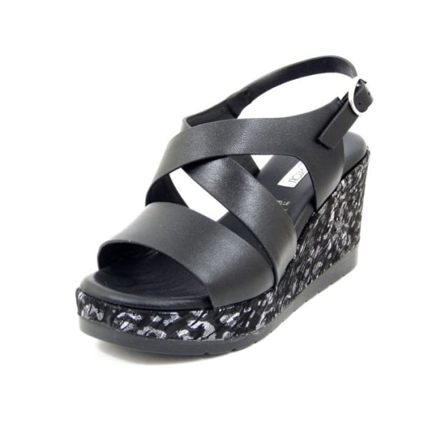 Sandal - Barfota för kvinnor - OSVALDO PERICOLI - Svart läder – Kilklack