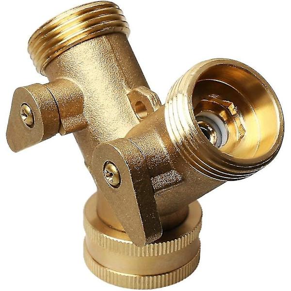 Dobbelt vaskemaskinehane, 2-vejs Y-formet slangefordeler 3/4 tommer messing slangekobling med justerbart håndtag til vanding vask have gård