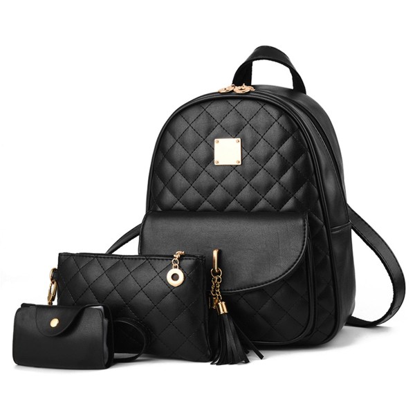 3 kpl Naisten reppu Kukkarot Crossbody Laukku Kytkintasku Kolmiosainen set Black