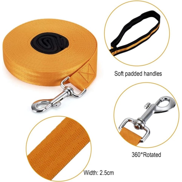 Blykoppel för hundträning, 10 m långt nylon för hundspårning Träning Lydnad Blykoppel (orange)