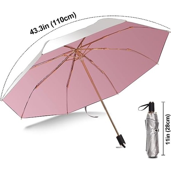 UV-beskyttelse paraply, håndholdt parasol, regntæt UV beskyttelse parasol, UV paraply kompakt personlig parasol