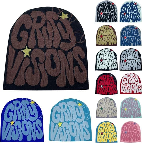 Brevtryckt mössa Intage elastisk vinter stickad mössa Vinter varm Jacquard mössa Mössa mössa Y2K mössa Web mössa Skullies mössa Web mössa mössa Baggy
