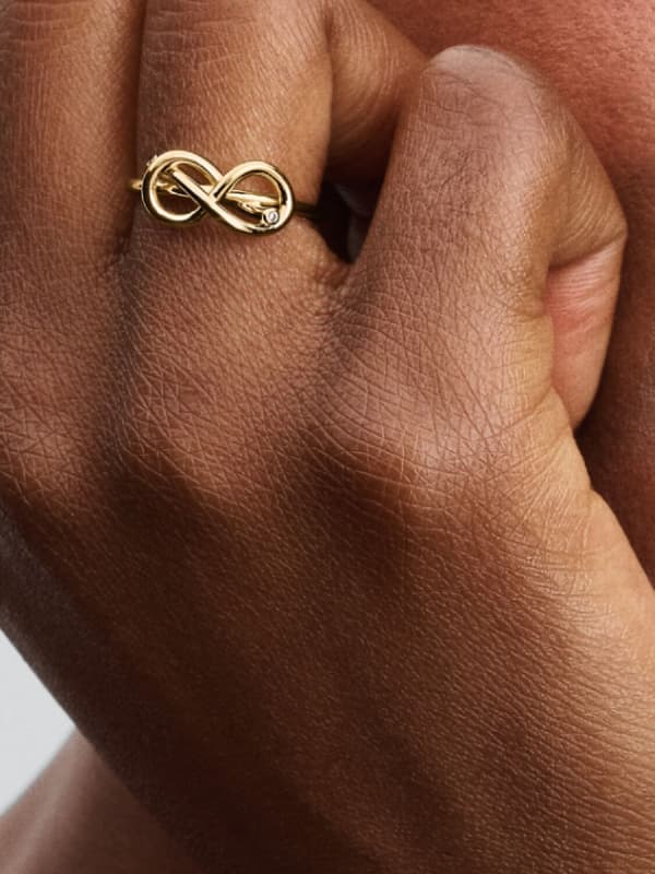 Pandora - Infinity Knot Ring - 14k guldbelægning Circumference: 50mm