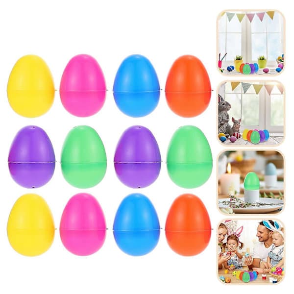 12 stk. fyllbare påskeegg i plast, vri-egg-leketøy for barn[D] 6x4cm
