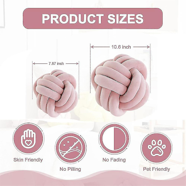 Knuten plyschkudde rund kudde för soffa sovrumssäng 20CM Pink