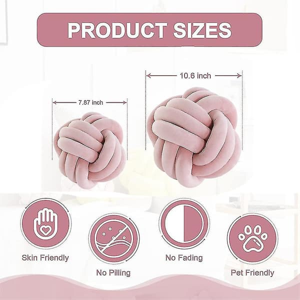 Knuten plyschkudde rund kudde knuten kudde för soffa sovrum säng 27CM Pink