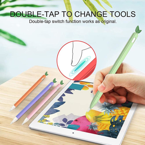 Veskehylse Cute Fruit Design Silikon mykt beskyttelsesdeksel kompatibel med Apple Pencil 2nd Gen avocado